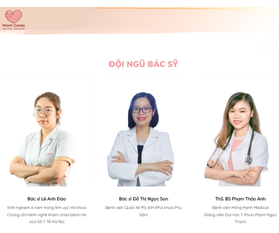 Đội ngũ chuyên gia của phòng khám nhi Momcares